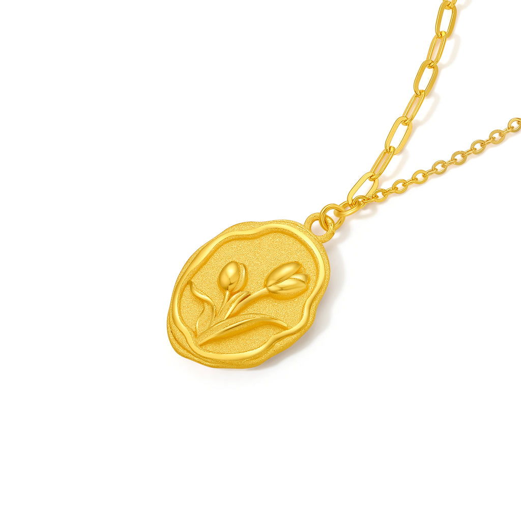 999 24K Gold Pendant Necklace Tulip 4.65-5.05g A0611951