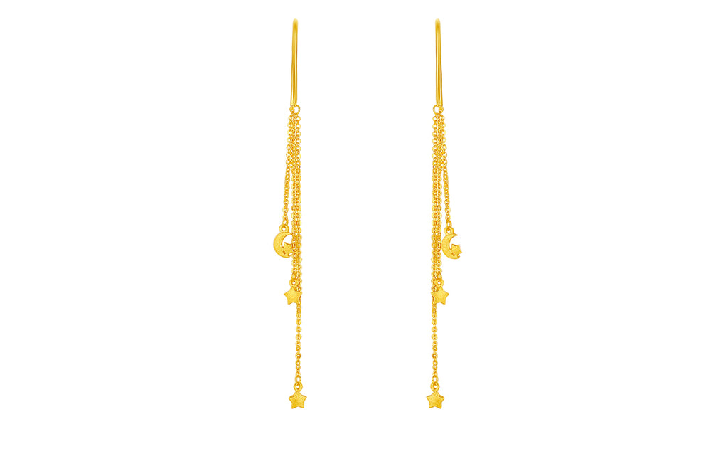 999 24K Gold Earrings Star 2.5-3.2g AA096626