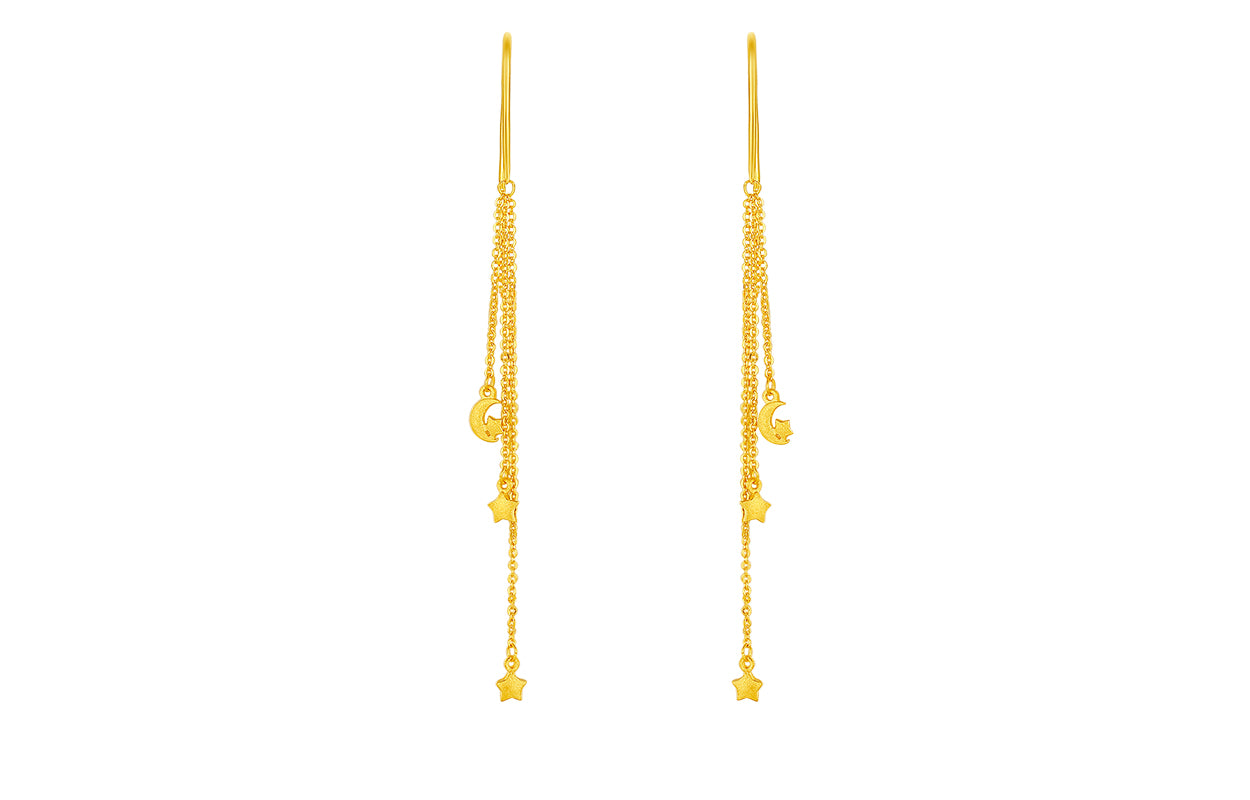 999 24K Gold Earrings Star 2.5-3.2g AA096626