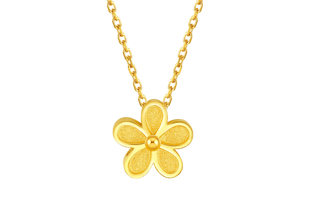   999 24K Gold Pendant Necklace              Flower 4.85-5.35g AA066593