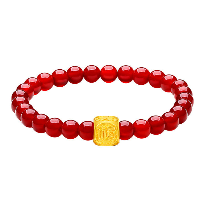 24K Gold Beaded Bracelet Agate 0.6-0.9g Shun 顺 A1911358