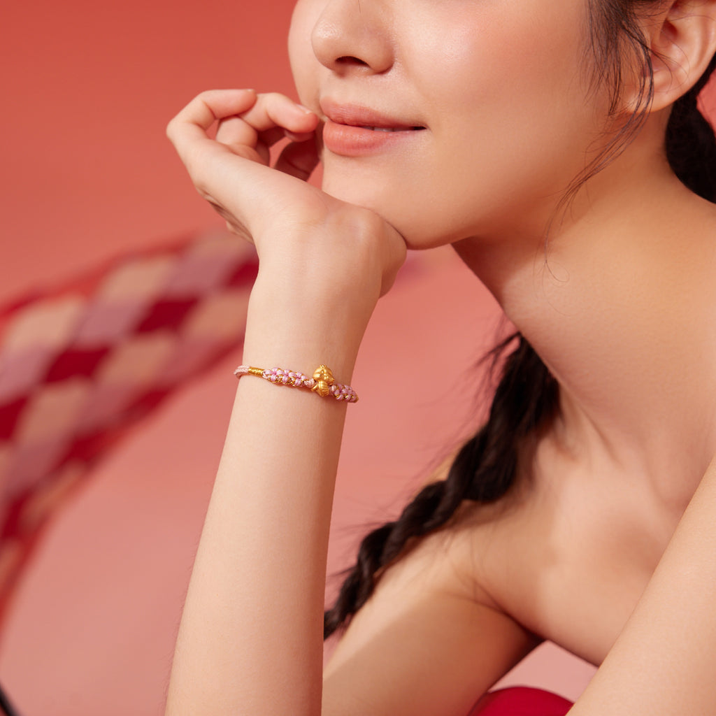 "Chinese Zodiac Snake" 24K Gold String Bracelet Snake 0.35-0.5g A1713269