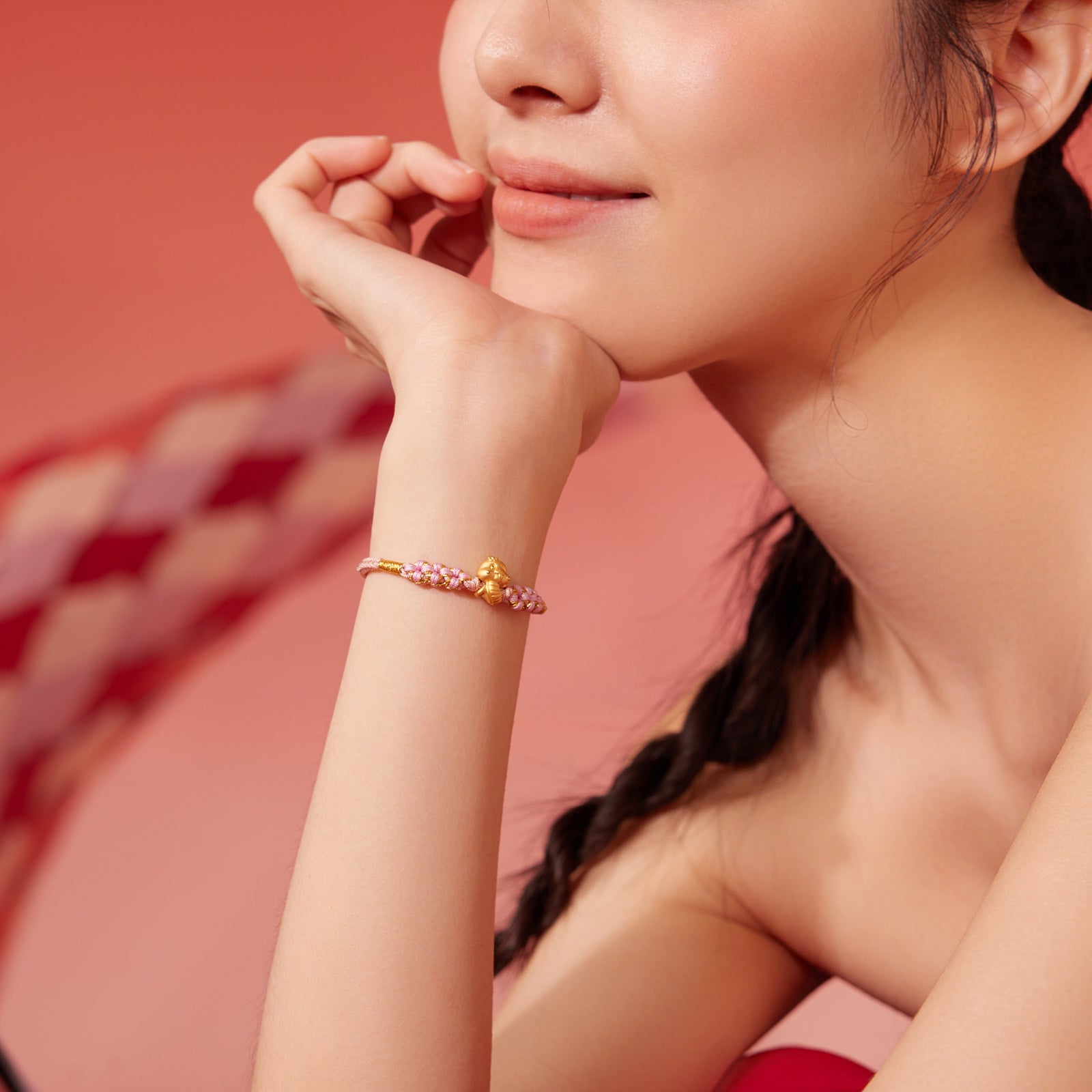 "Chinese Zodiac Snake" 24K Gold String Bracelet Snake 0.35-0.5g A1713269