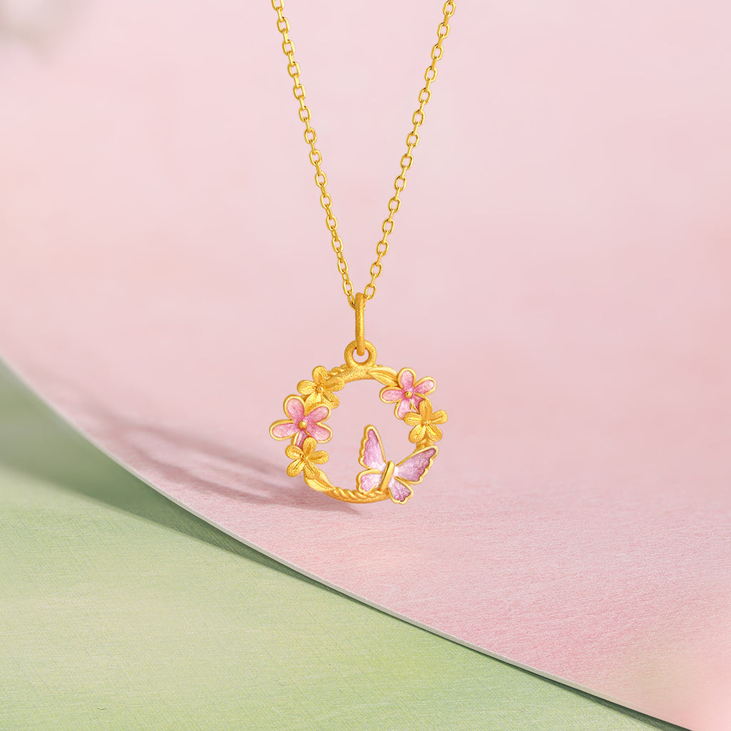 “Dream in the Garden” 999 24K Gold Pendant 2.3-2.6g A0414970