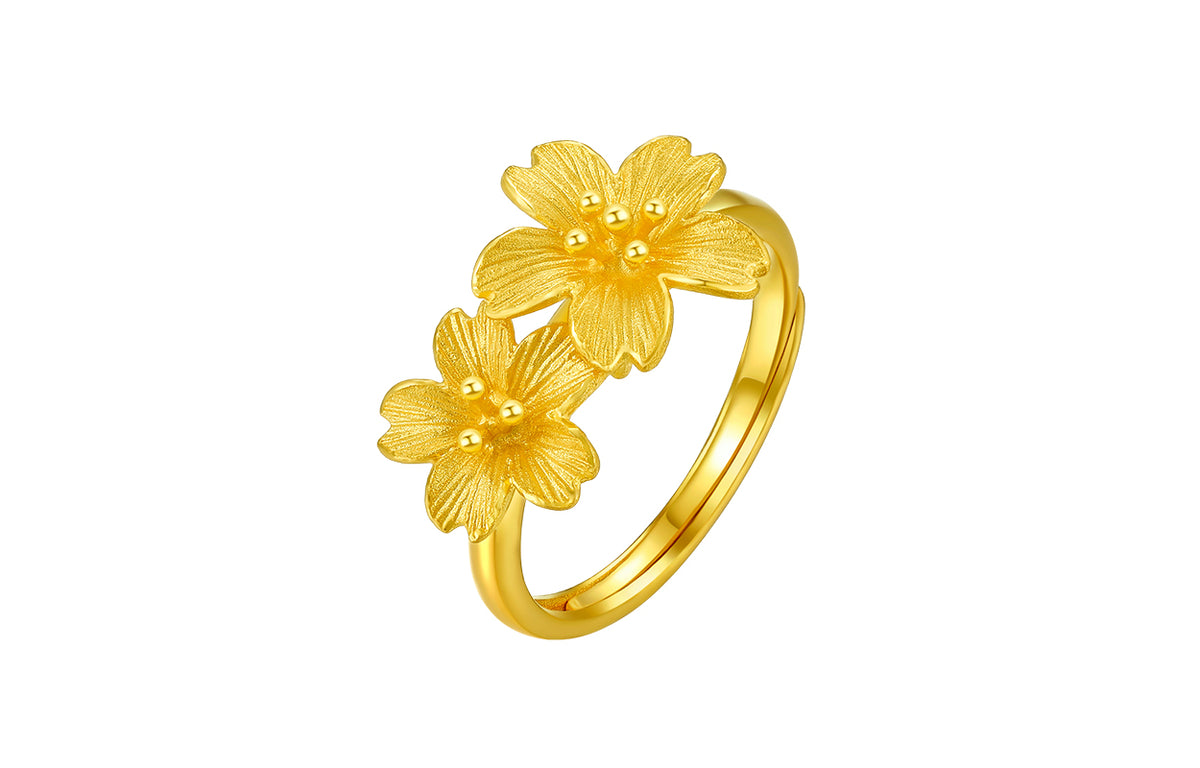 999 24K Gold Ring Flower 3-6g A018657
