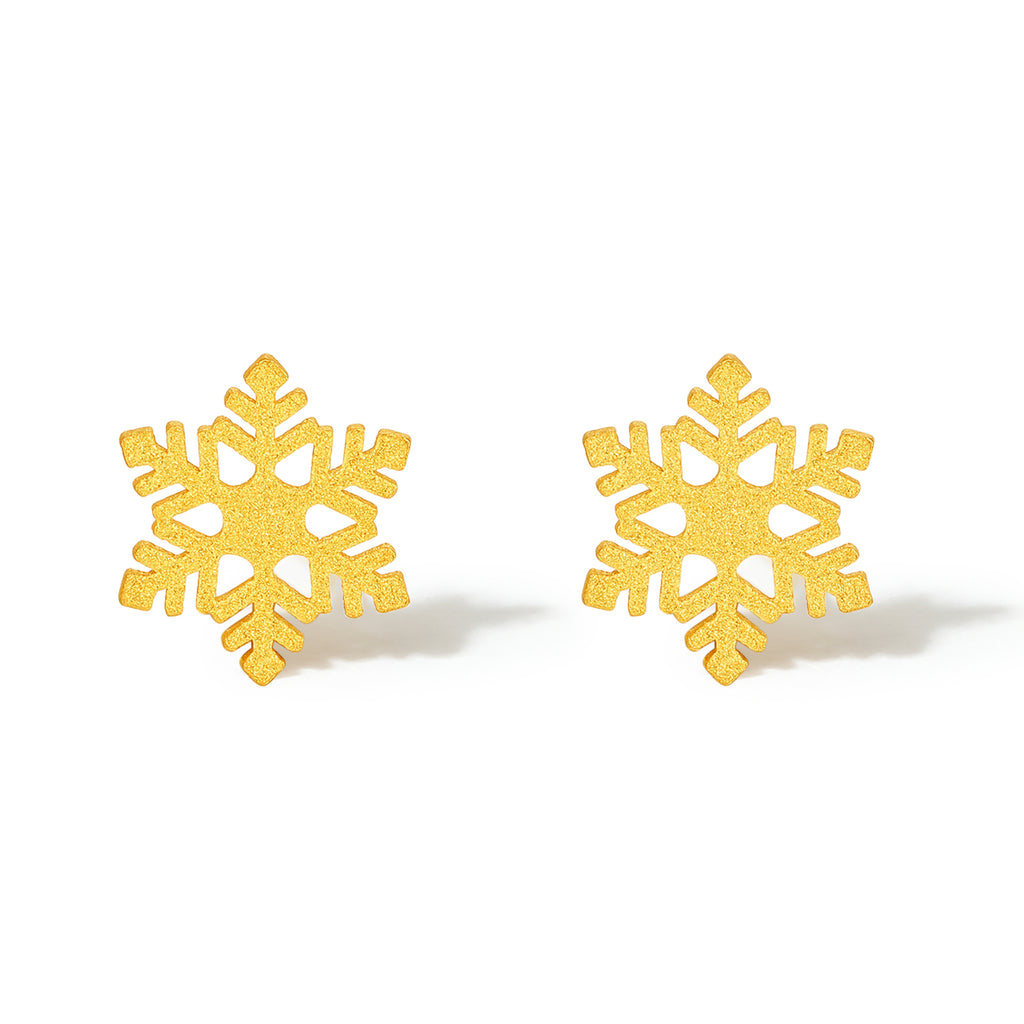 24K Gold Earrings Snowflake 0.8-1.2g A0912072
