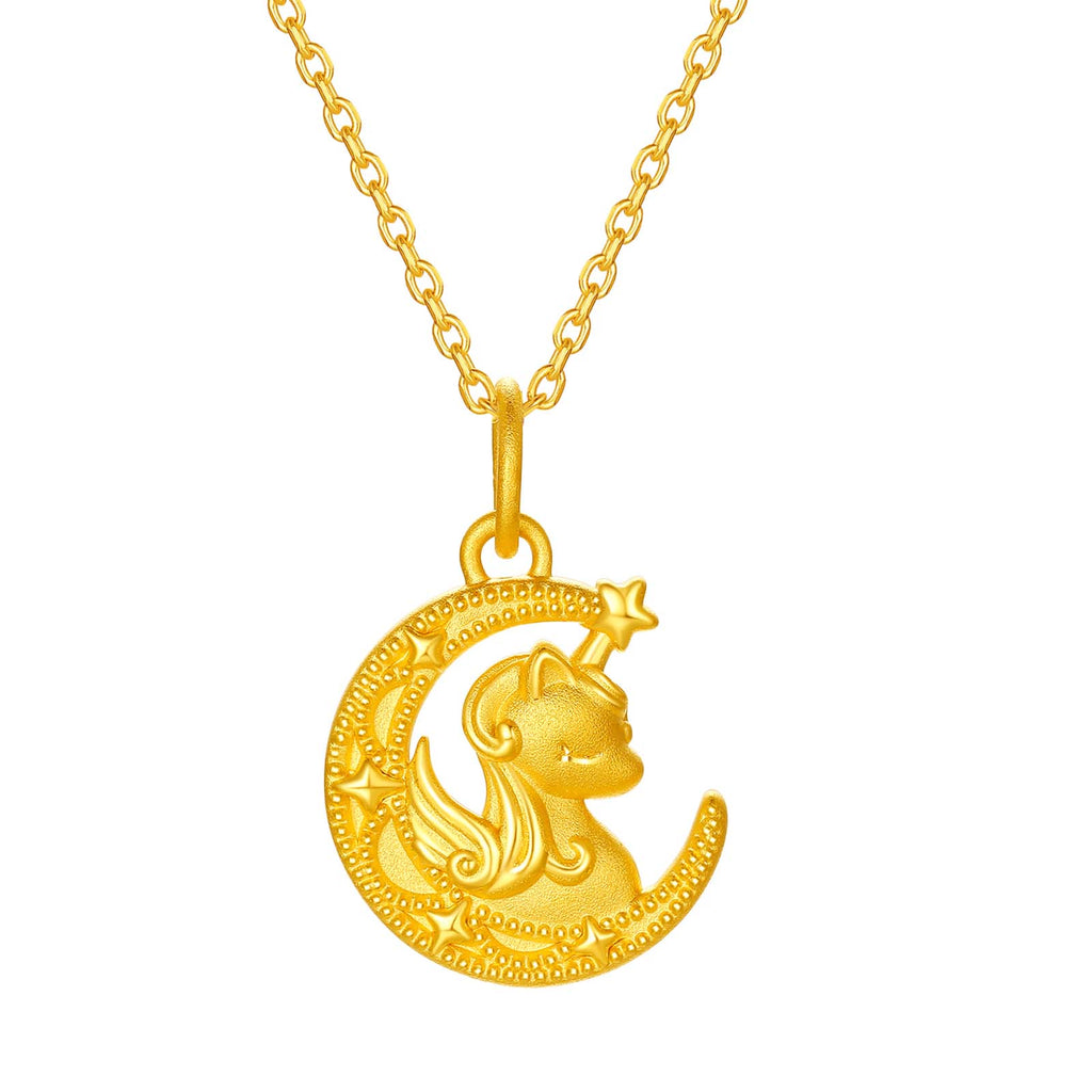 'Year of the Horse' 24K Gold Pendant Moon Horse 1-1.3g A0415517