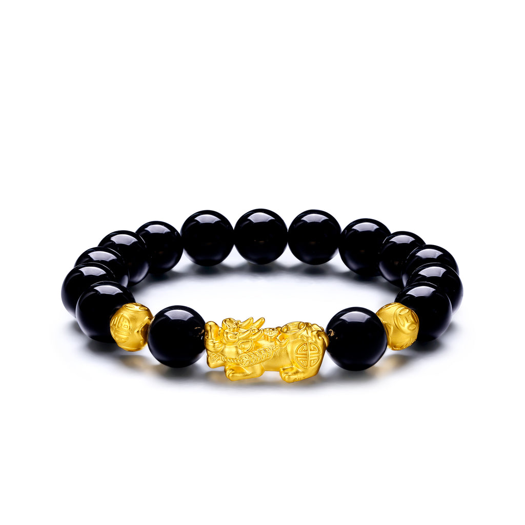 24K Gold Beaded Bracelet Agate Pixiu 3.4-3.8g ADMN193470