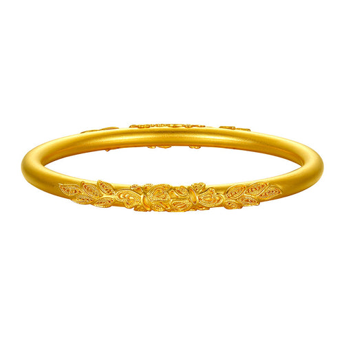 "Antiquity Gold" 999.9 24K Gold Bangle Bracelet 36-39g AA105033