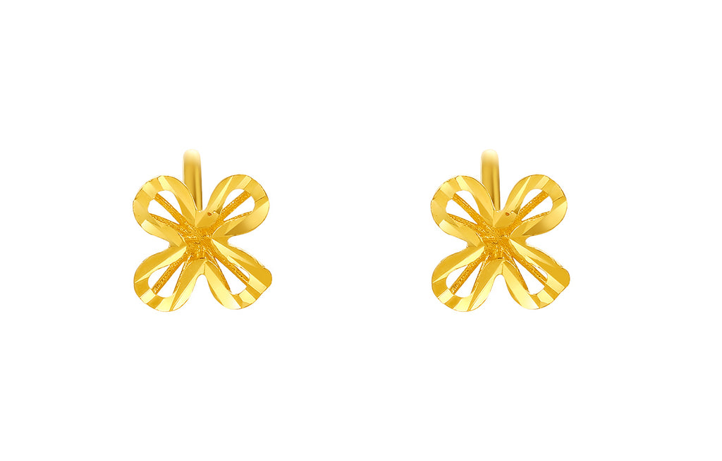 "infinite" 24K Gold Earrings Clover 0.98-1.48g A099611