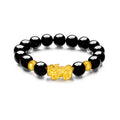 24K Gold Beaded Bracelet Agate Pixiu 3-3.4g ADMN19583