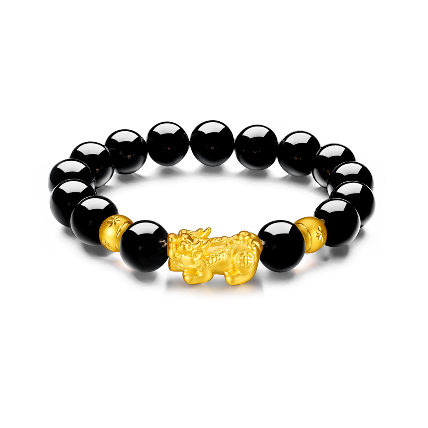 24K Gold Beaded Bracelet Agate Pixiu 3-3.4g ADMN19583