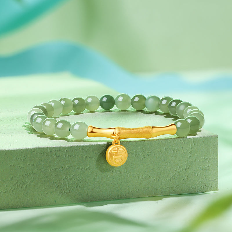 24K Gold Beaded Bracelet 5.7-6.2mm Bamboo 0.65-0.8g Y1910808