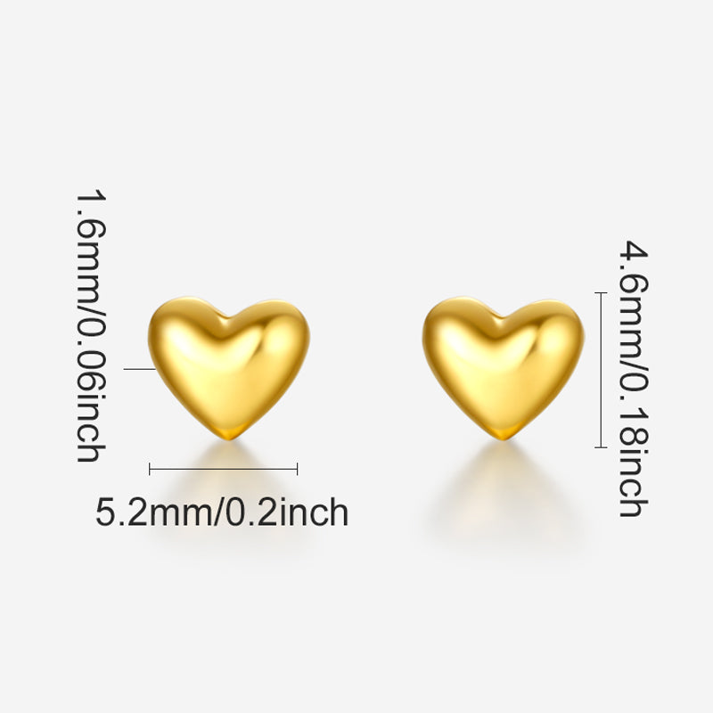 24K Gold Earrings Heart 0.71-0.91g AA096006