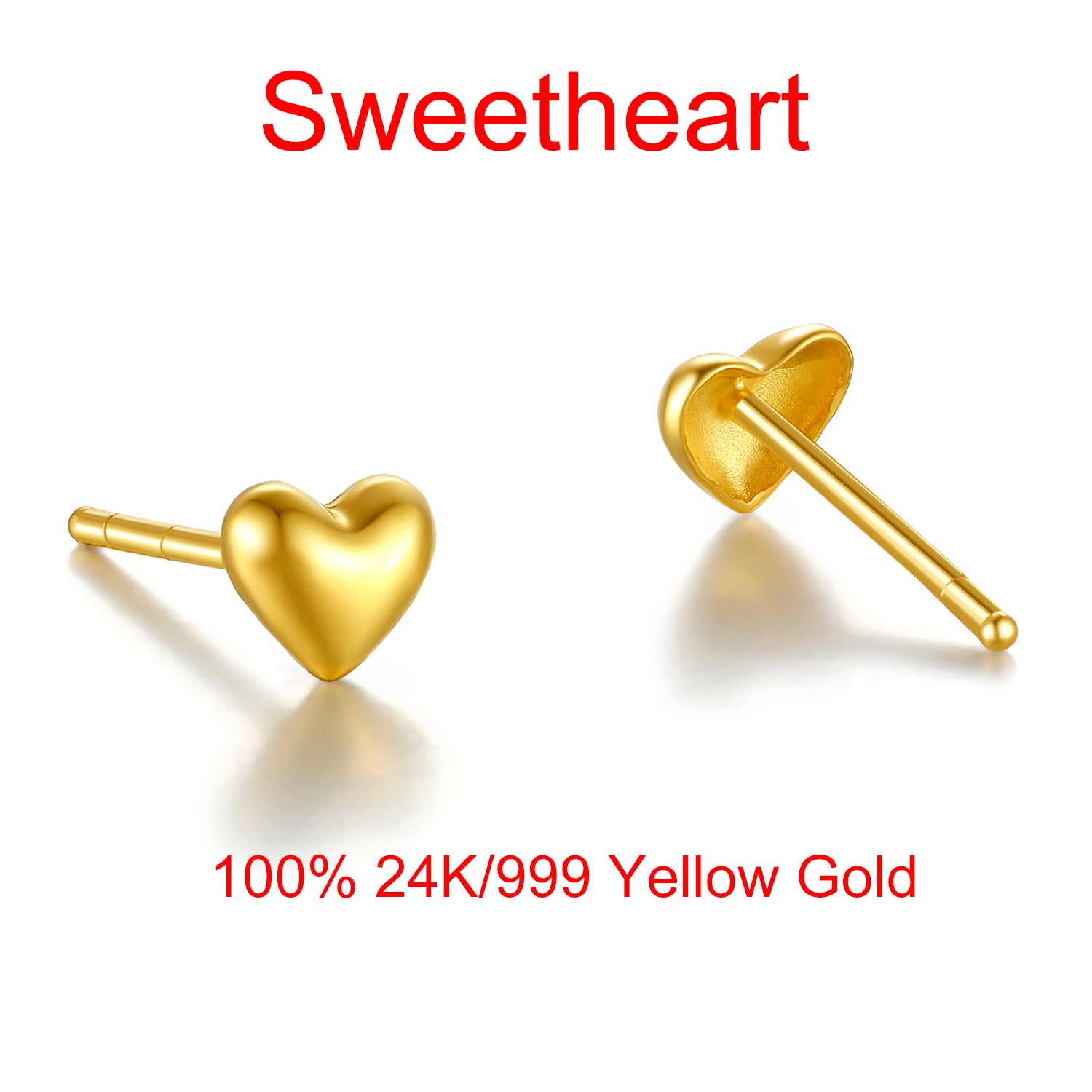 24K Gold Earrings Heart 0.71-0.91g AA096006