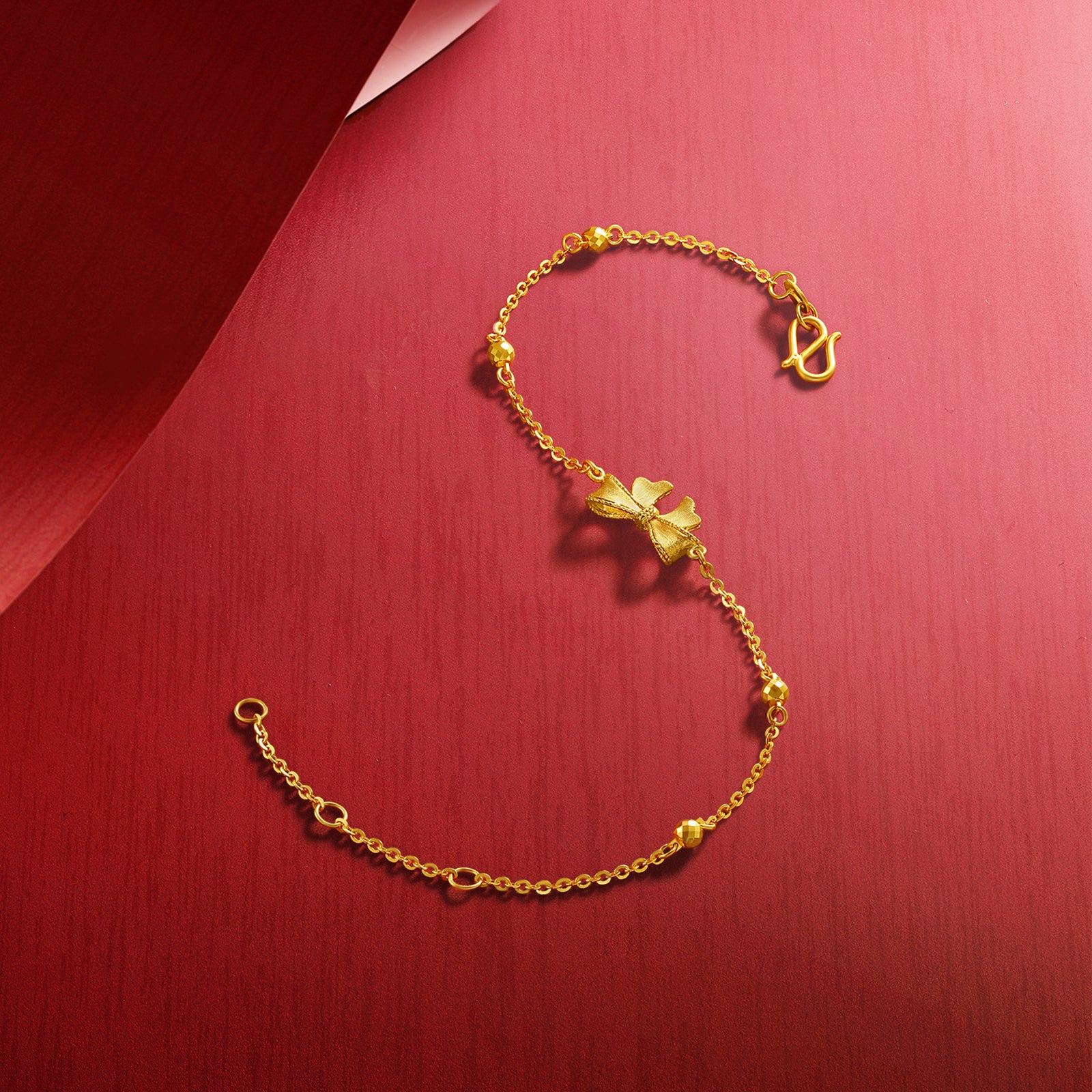 「公主婚禮」24K金手鍊蝴蝶結2.98-3.58克A0722042