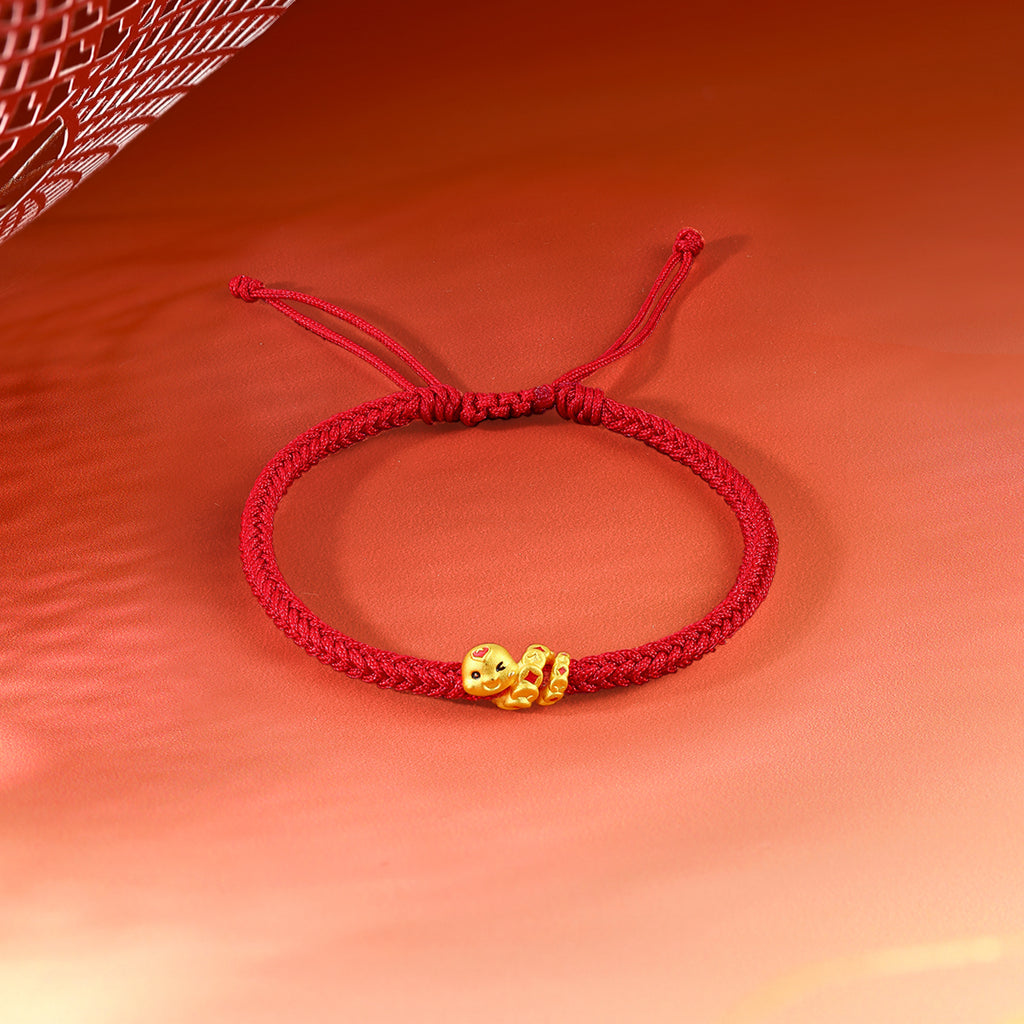 "Chinese Zodiac Snake" 24K Gold String Bracelet Snake 0.3-0.6g A1714864