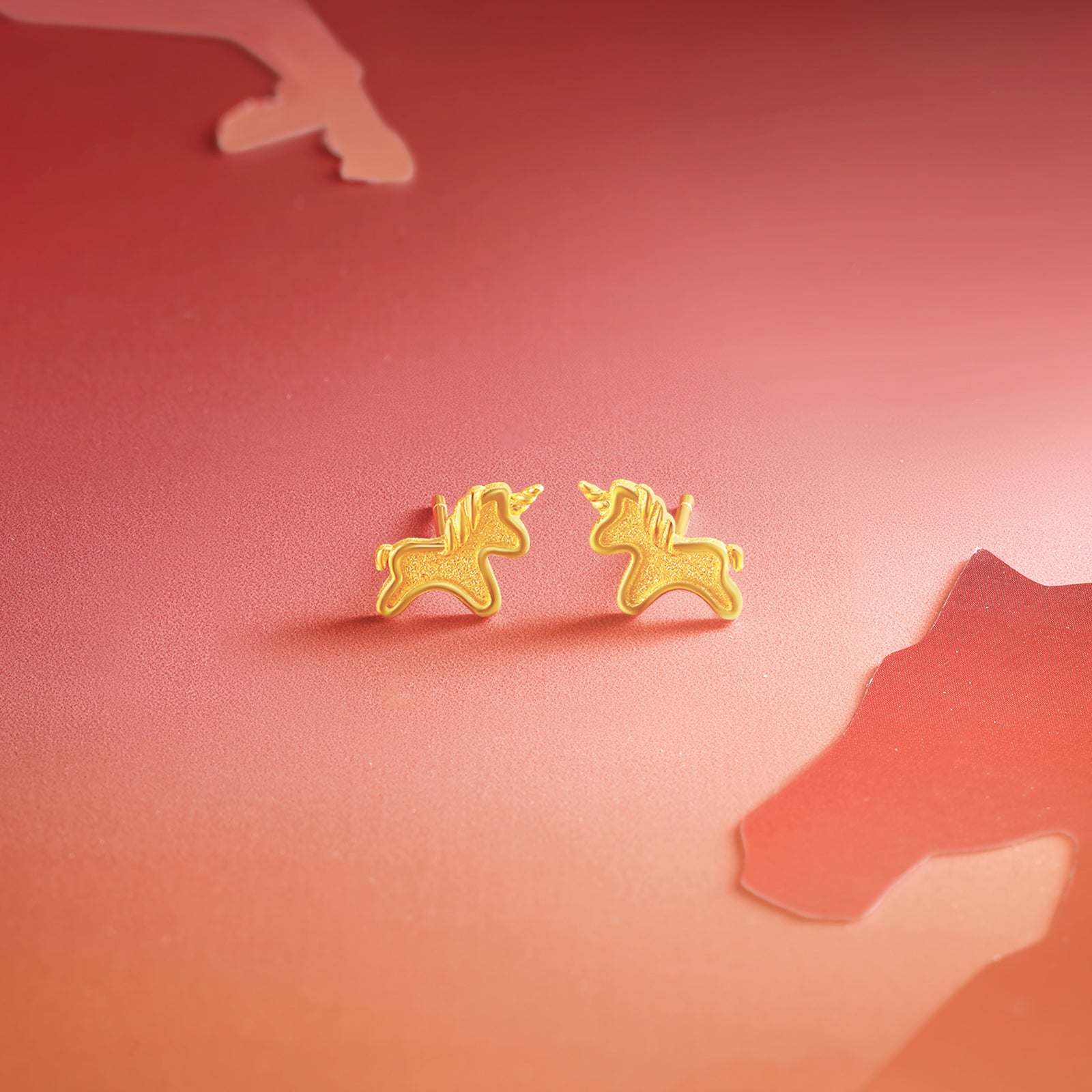 'Year of the Horse' 24K Gold Stud Earrings Horse 1.45-1.75g A0915548