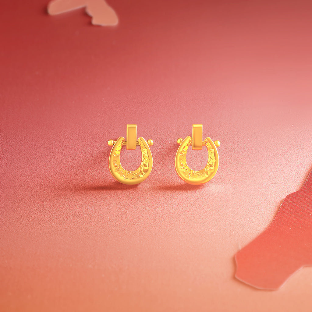 24K Gold Earrings Horseshoe 1.95-2.25g A0915539