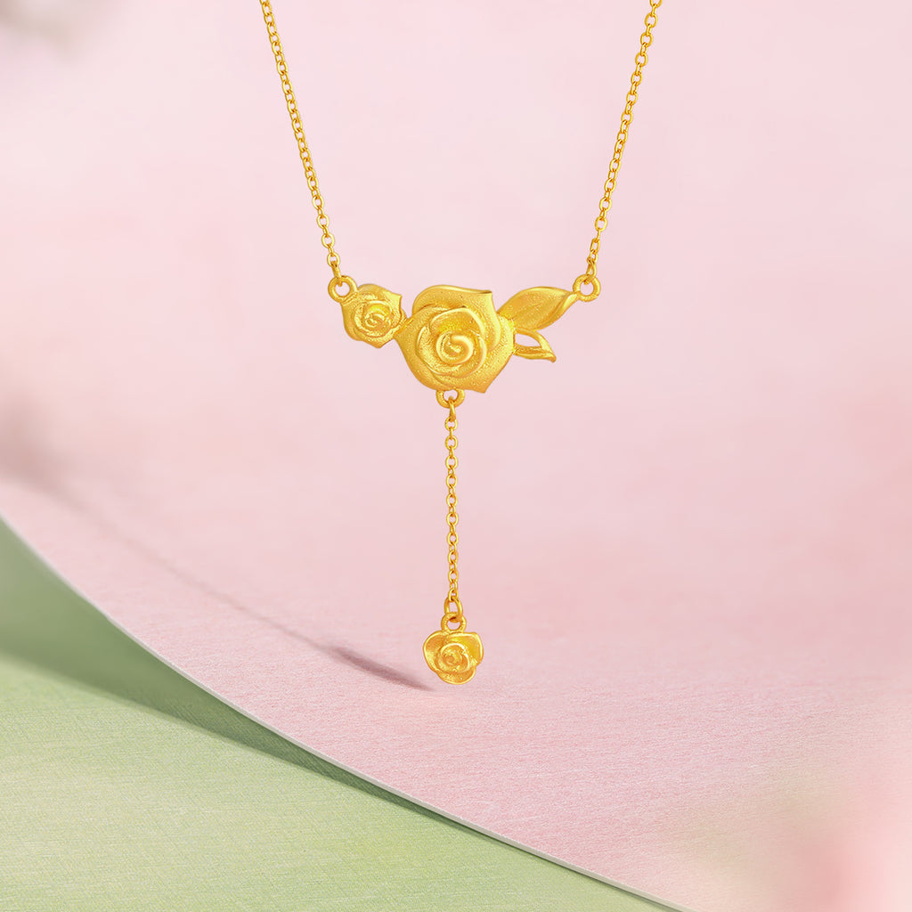 “Dream in the Garden” 999 24K Gold Pendant Necklace Flower 5.05-5.58g A0615067