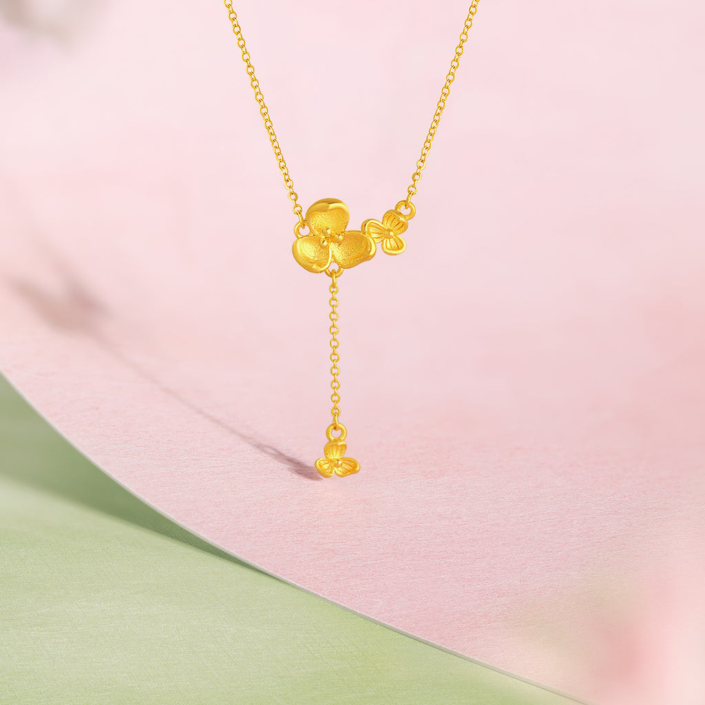 “Dream in the Garden” 999 24K Gold Pendant Necklace Flower 3.6-4g A0614953