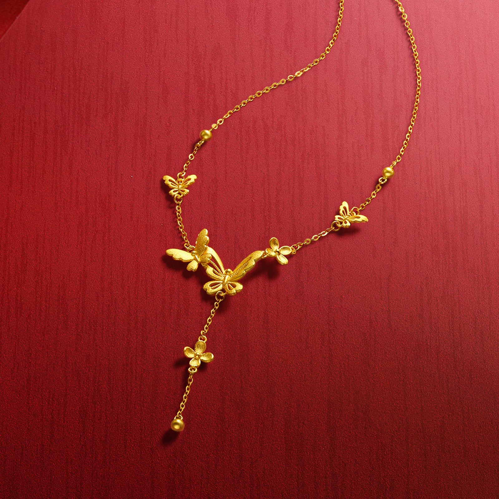 公主婚禮 24K 黃金吊墜項鍊 蝴蝶 7-7.5g A0622097
