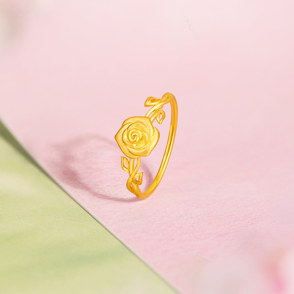 “Dream in the Garden” 999 24K Gold Ring Flower 2.23-2.65g A0115066