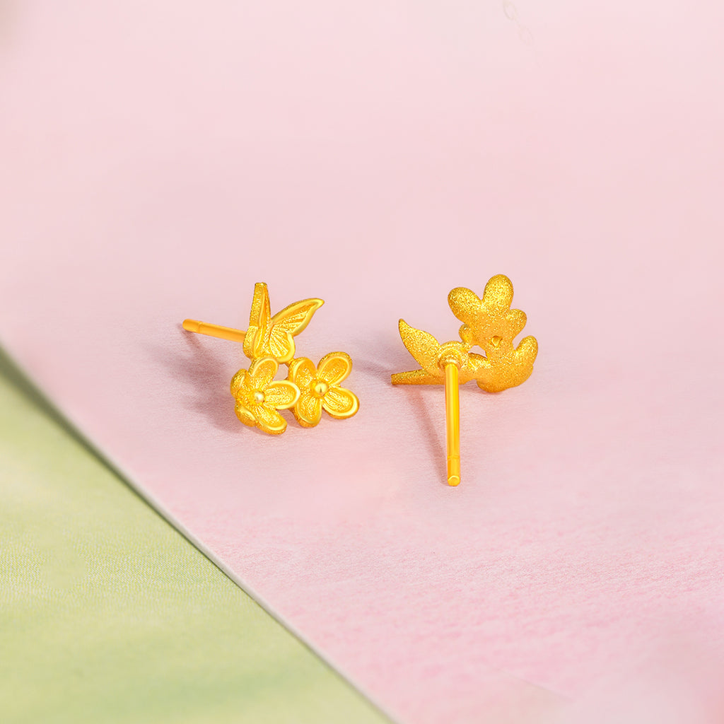 “Dream in the Garden” 24K Gold Earrings Flower 1.45-1.65g A0914968