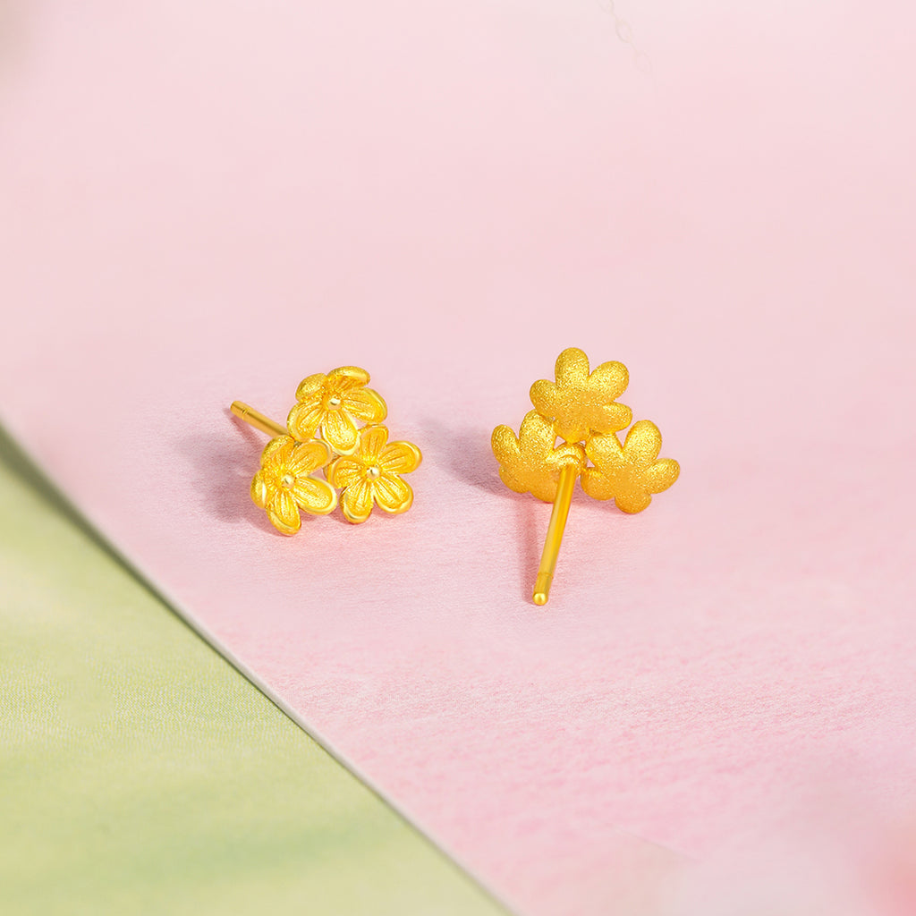 “Dream in the Garden” 24K Gold Earrings Flower 1.45-1.65g A0914962