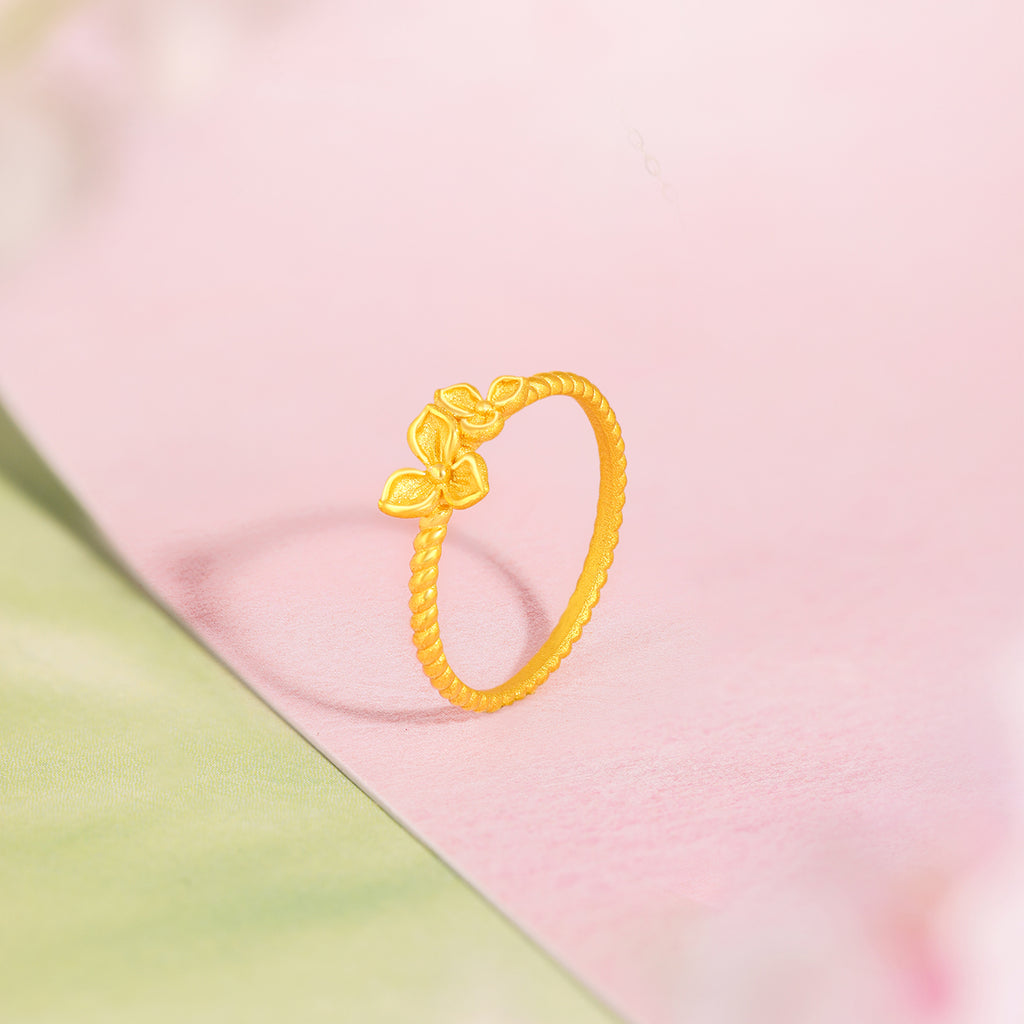 “Dream in the Garden” 999 24K Gold Ring Flower 1.5-2.8g A0115131