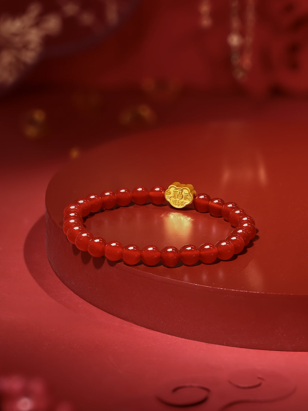 24K Gold Beaded Bracelet Agate 6-6.5mm Ruyi 0.35-0.5g A1911294