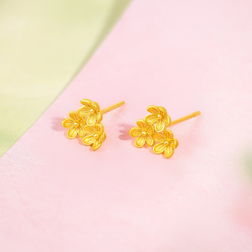 “Dream in the Garden” 24K Gold Earrings Flower 1.45-1.65g A0914962