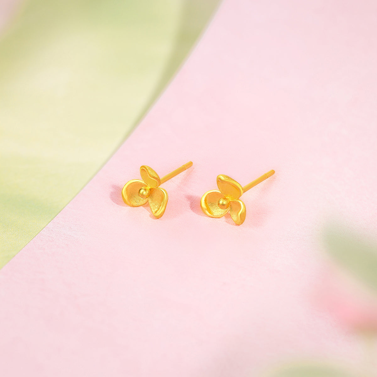 “Dream in the Garden” 999 24K Gold Earrings Flower 1.65-1.97g A0914954