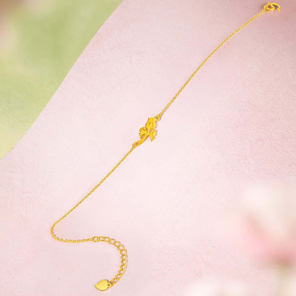 “Dream in the Garden” 24K Gold Chain Bracelet Flower 1.95-2.15g A0715130