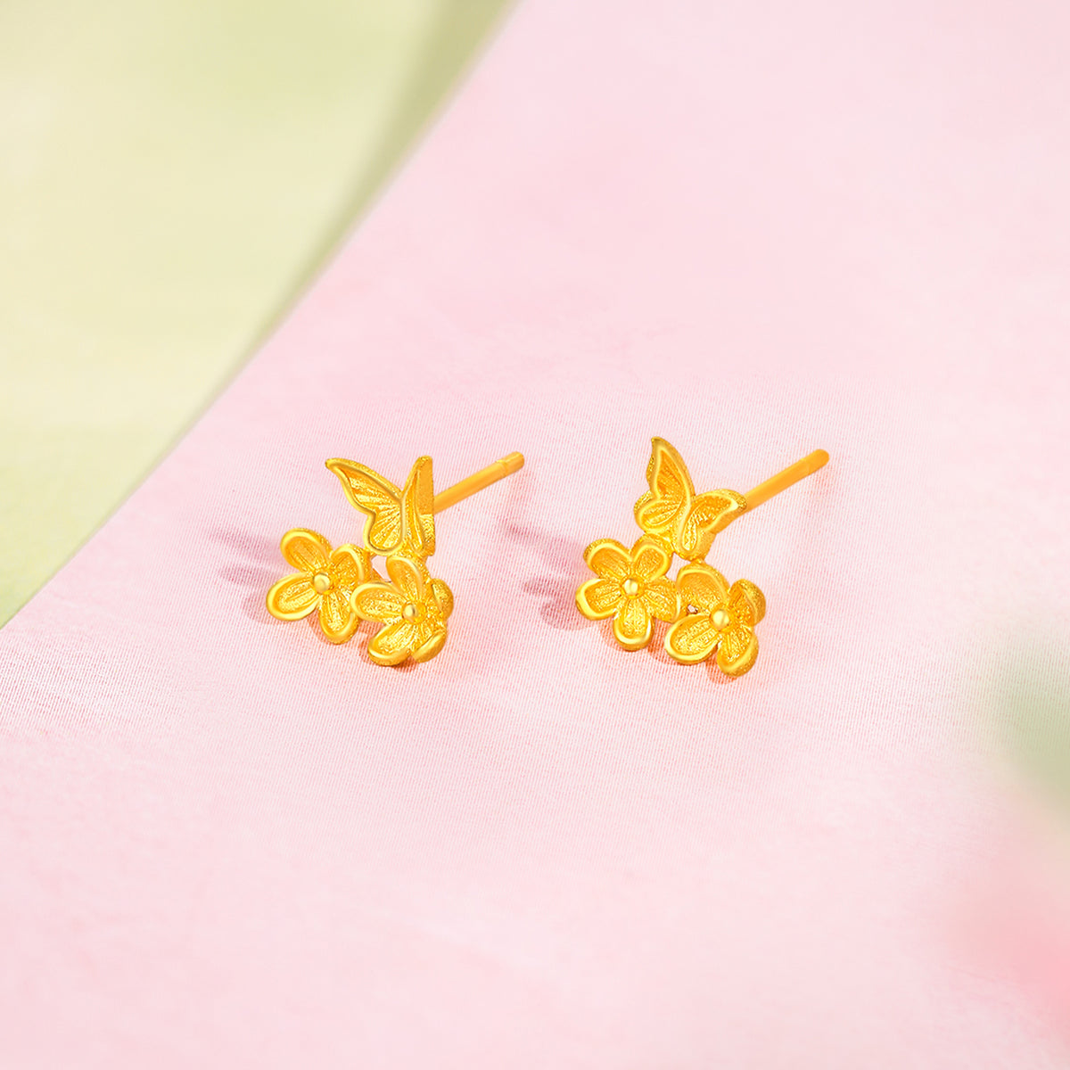 “Dream in the Garden” 24K Gold Earrings Flower 1.45-1.65g A0914968