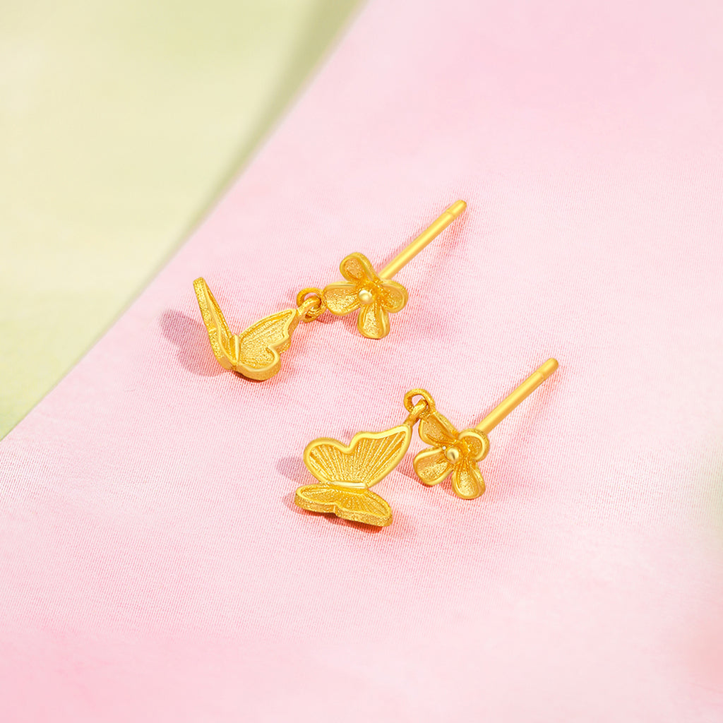 “Dream in the Garden” 24K Gold Earrings Flower 1.45-1.65g A0914969