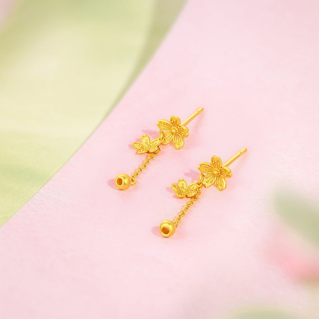 “Dream in the Garden” 24K Gold Earrings Flower 1.2-1.5g A0914959
