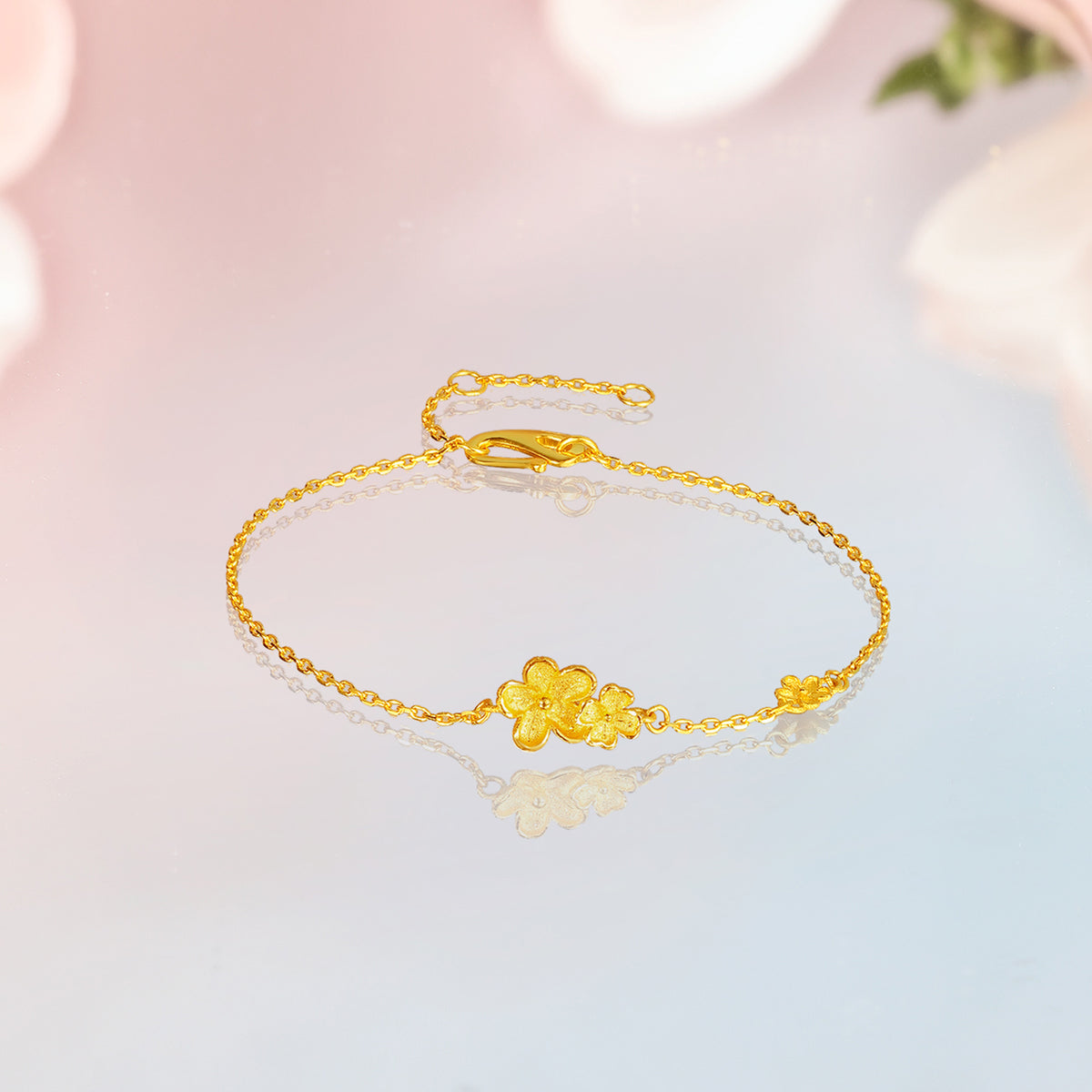 999 24K Gold Chain Bracelet Flower 2.33-2.63g A0712985