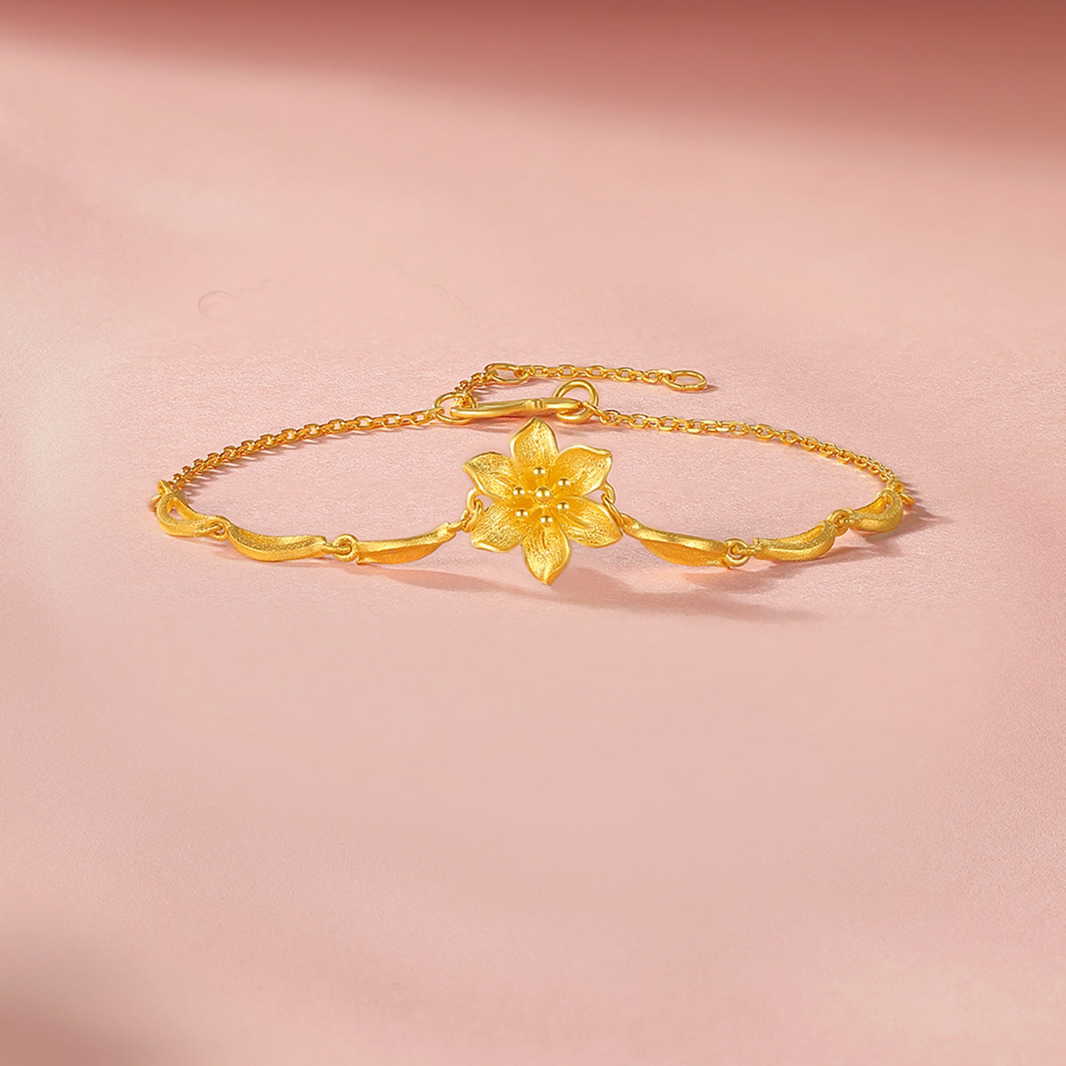 999 24K Gold Chain Bracelet Flower 4.3-4.9g A0712514