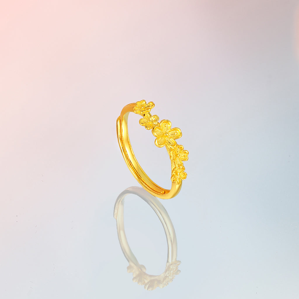 999 24K Gold Ring Flower 2.41-2.71g A0112983