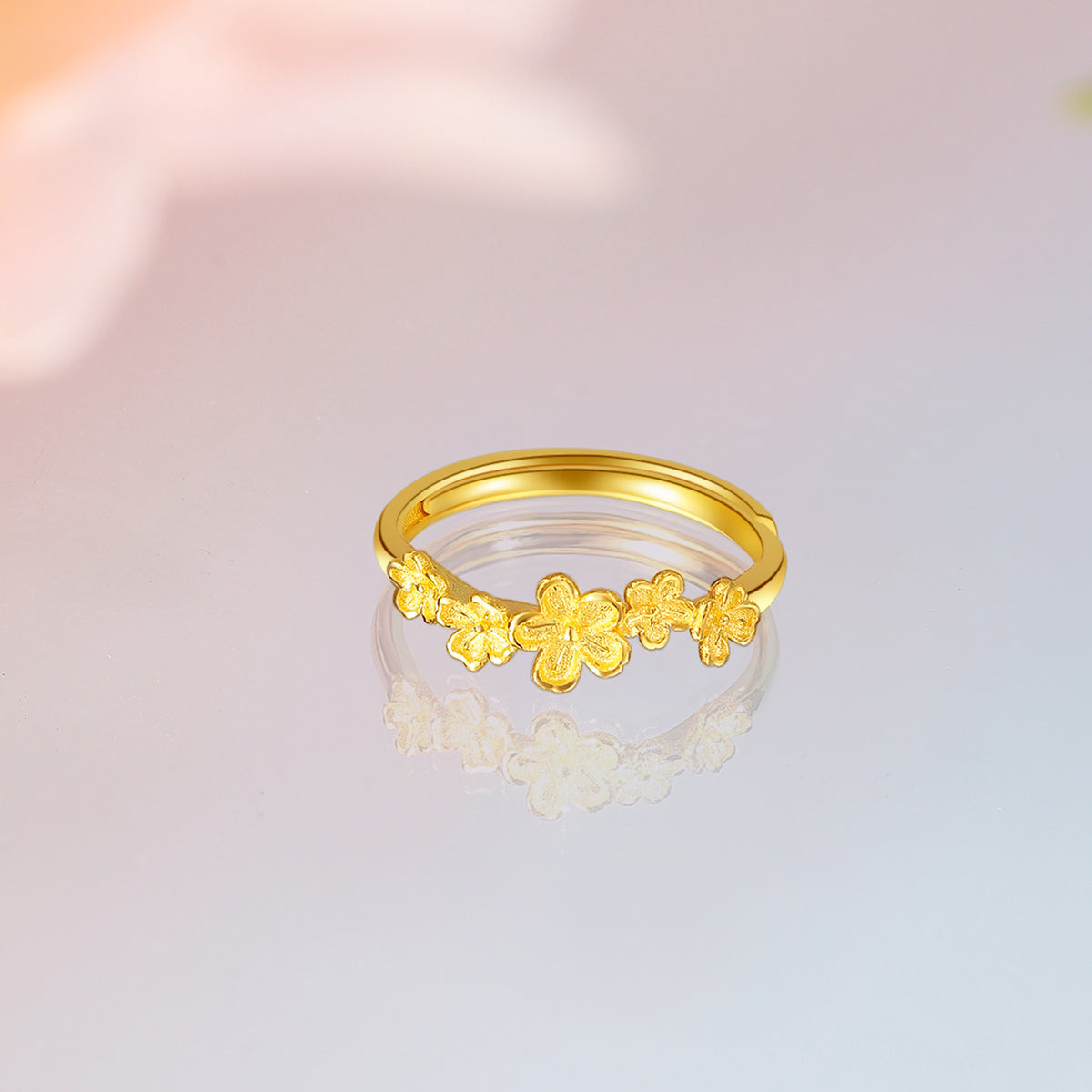 999 24K Gold Ring Flower 2.41-2.71g A0112983