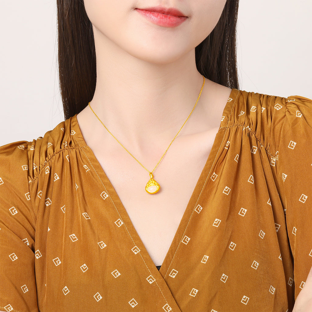 24K金吊墜 黑天玉 1.1-1.3克 彌勒佛像 Y048359