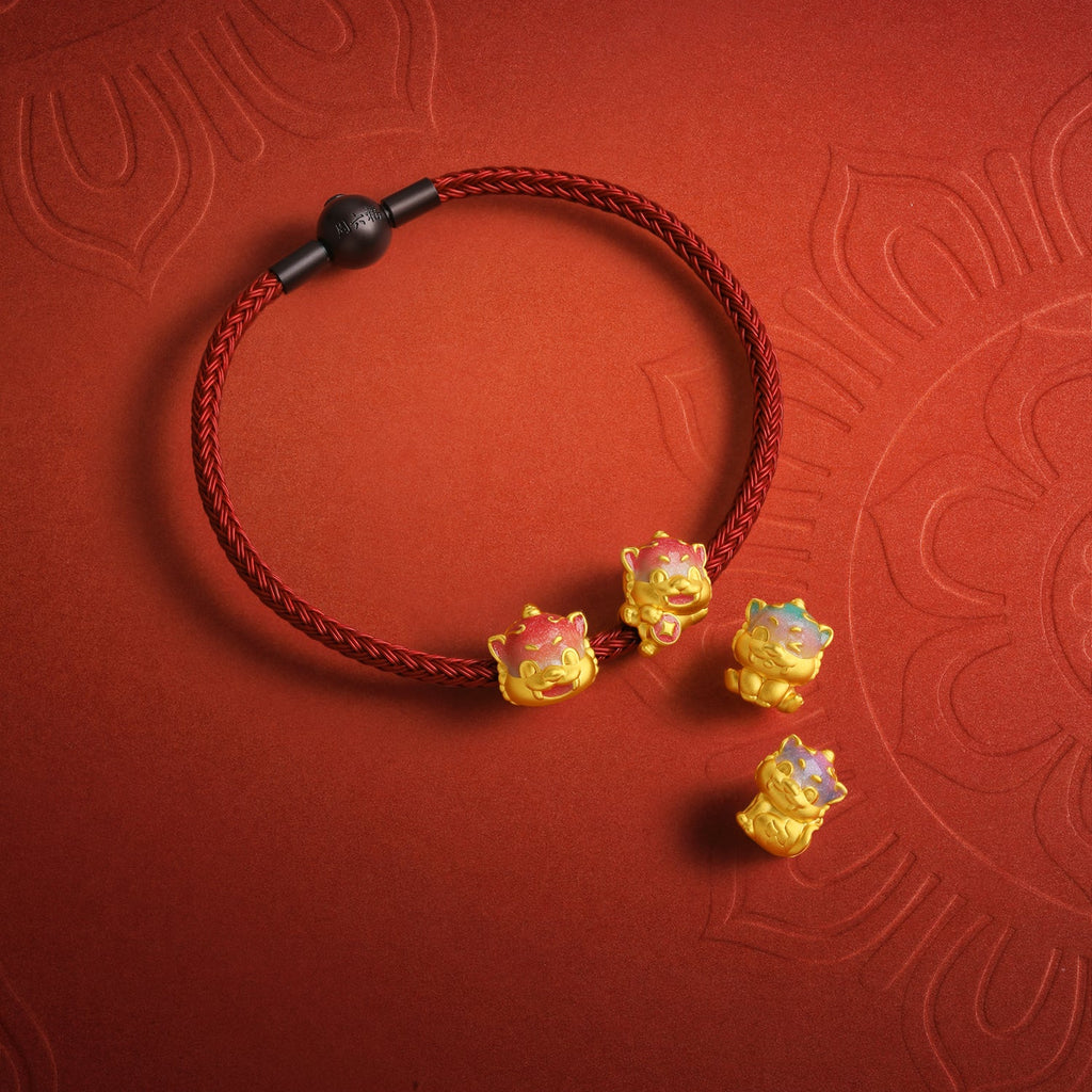 'Jiuhua Mountain' 24K Gold Charm Bracelet Ksitigarbha's Mount Diting 17cm & 19cm A1615443