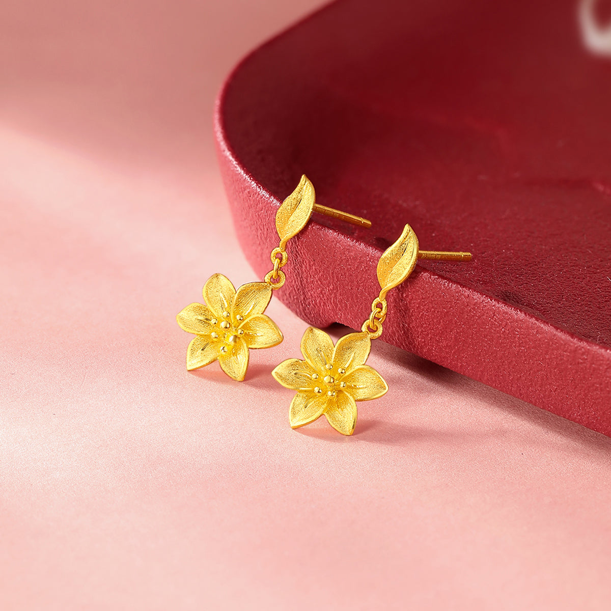 999 24K Gold Earrings Flower 3.9-4.4g A0912515
