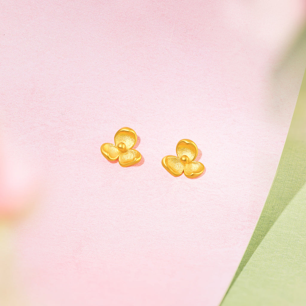“Dream in the Garden” 999 24K Gold Earrings Flower 1.65-1.97g A0914954
