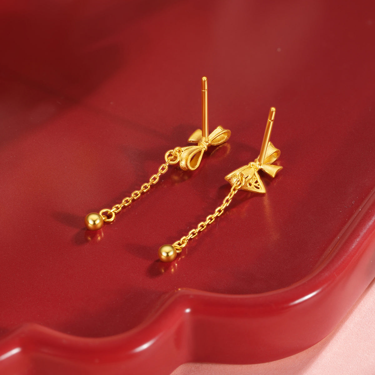 999 24K Gold Earrings Bow 1.8-2.2g A0912513