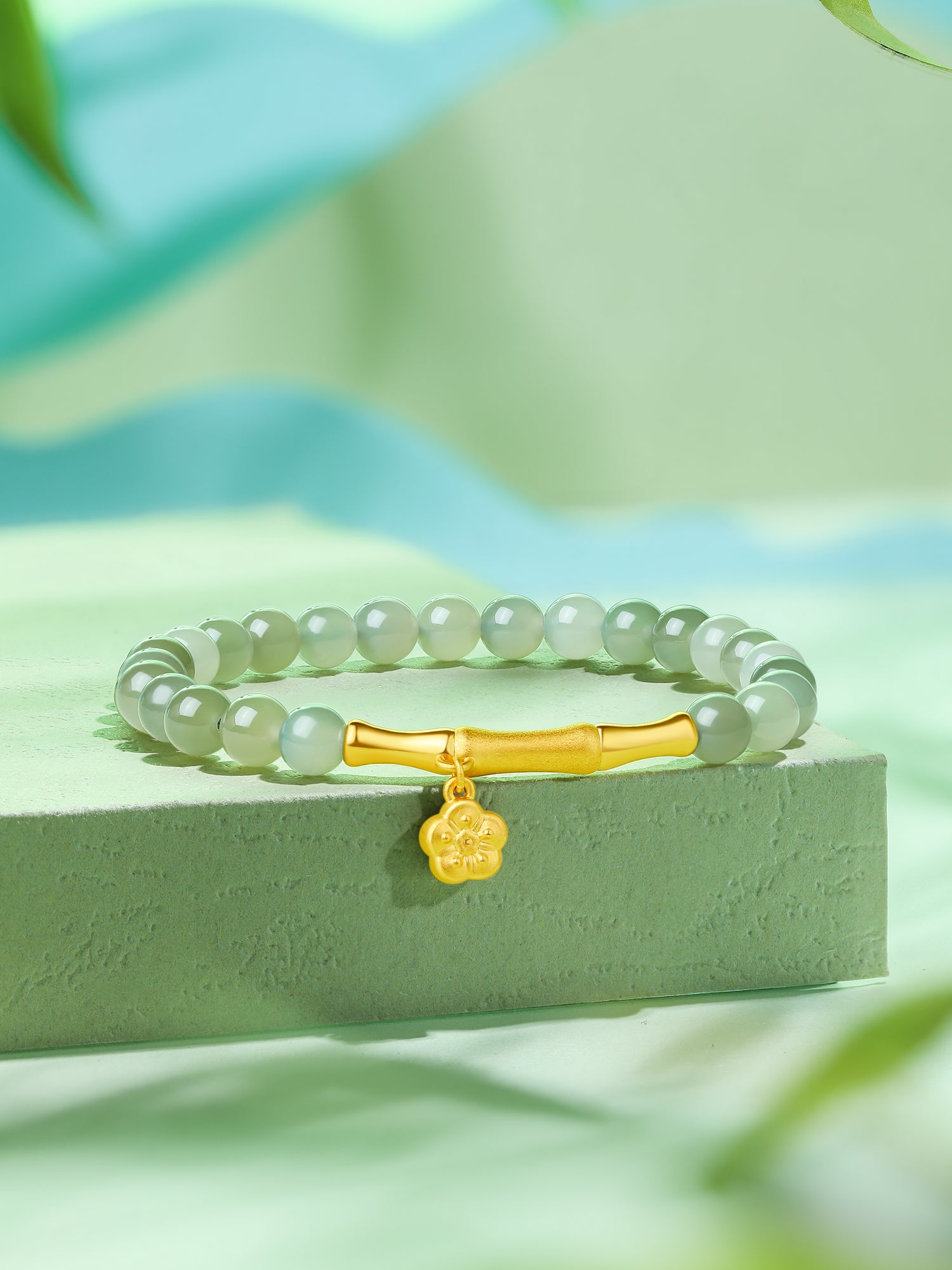 24K Gold Beaded Bracelet 5.7-6.2mm Flower 0.65-0.8g Y1910806