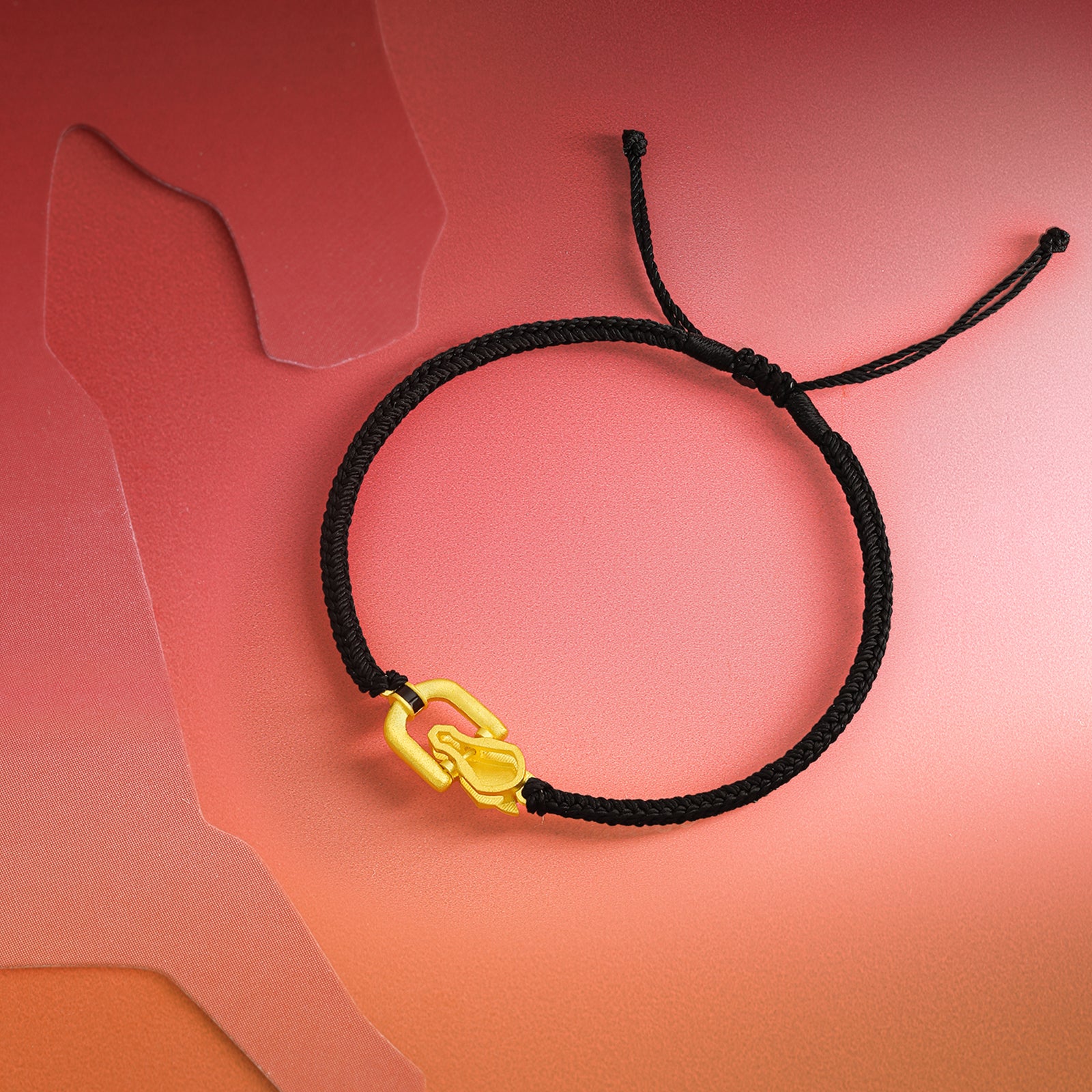 'Year of the Horse'  999.9 24K Gold String Bracelet Horsehead 2.18-2.48g 17cm-23cm A1720949