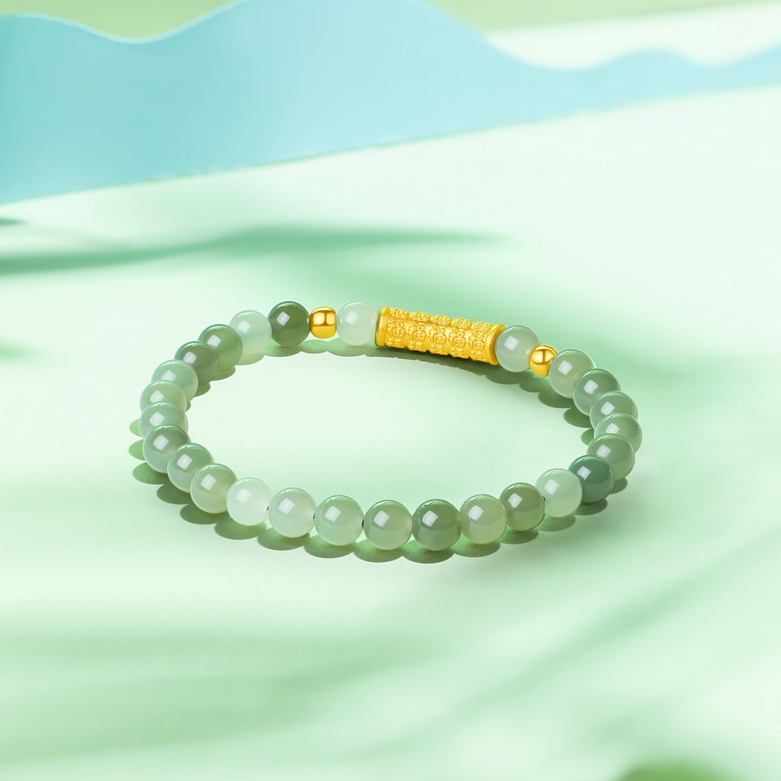 24K Gold Beaded Bracelet 5.7-6.2mm 0.65-0.75g Y1910809