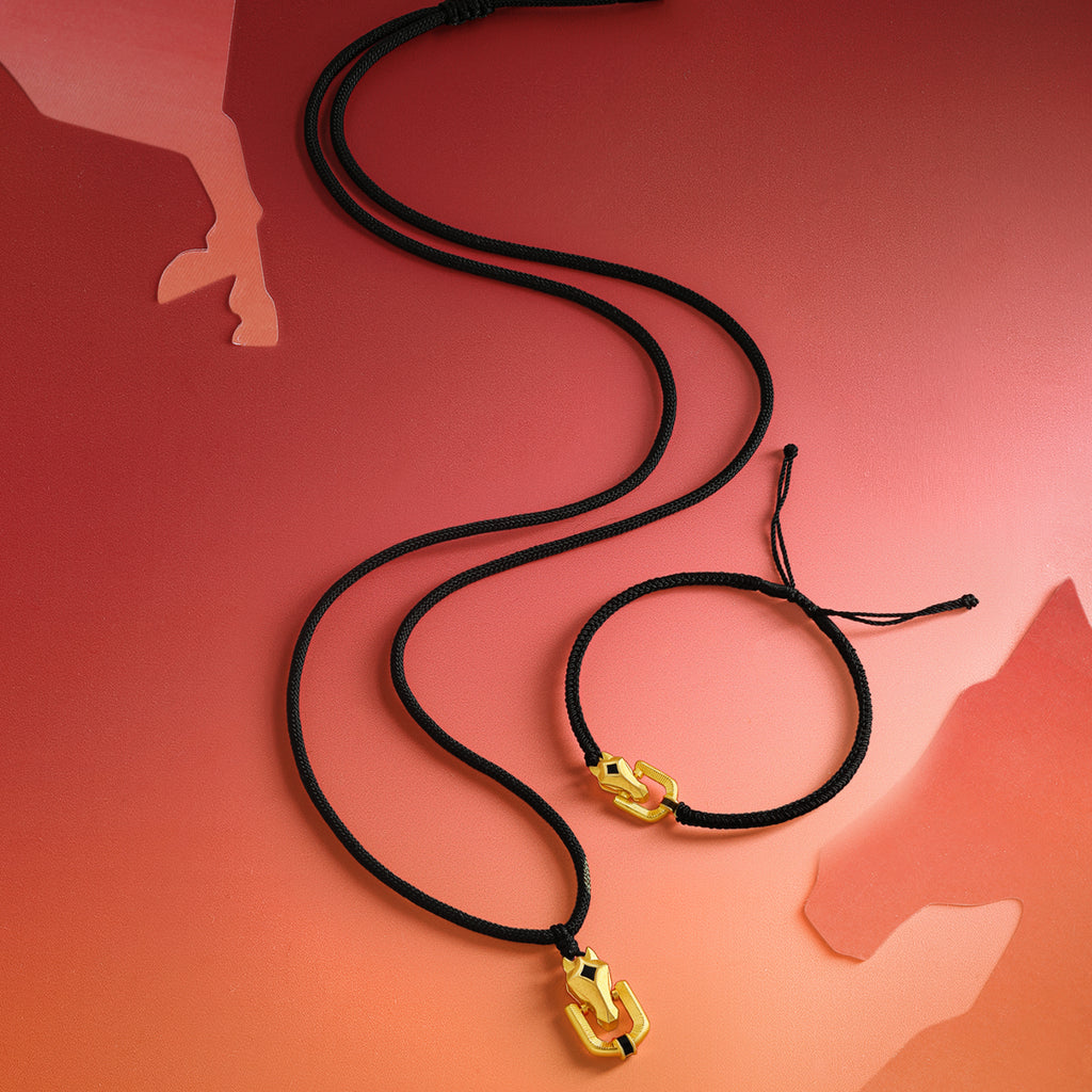 'Year of the Horse'  999.9 24K Gold String Bracelet Horsehead 2.18-2.48g 17cm-23cm A1720949